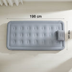 Dimension chart for portable inflatable folding bed showing length, width, and height