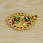 Mango Shape Kumkum Dish with 2 Diya Stands for Puja Thali Decor