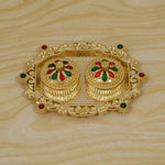 Decorative Golden Kankavati Kumkum Holder with Meenakari Lids