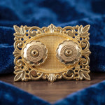 Golden Kankavati Kumkum Holder with Carved Frame and Lids