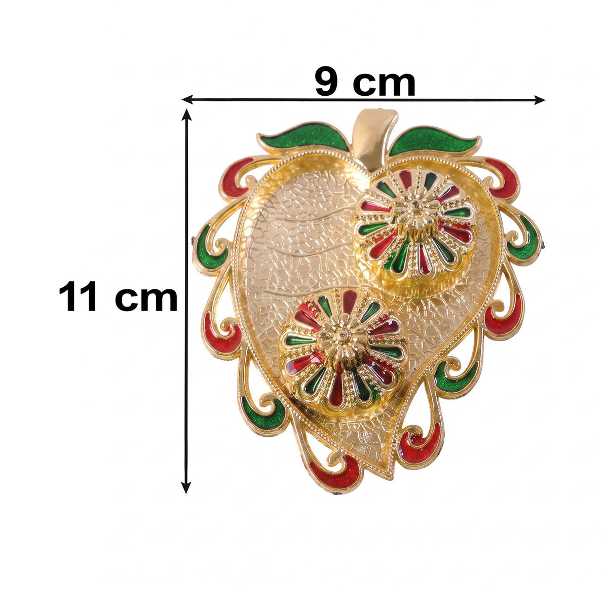 Leaf Shape Golden Kankavati Kumkum Holder with Enamel Lids