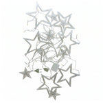 White star LED string lights on white background
