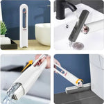 The mini mop actively cleaning a kitchen counter surface, highlighting its effectiveness.