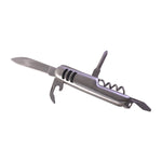 The silver multi-tool is shown with its dimensions: 17 cm long and 2 cm wide.