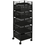 Black metal kitchen organizer trolley perfect for pantry and bathroom storage
