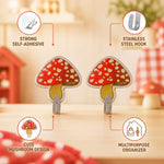 Side view of a mushroom shaped cartoon adhesive hook on a surface.
