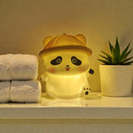 Portable hatted panda LED night light for nursery and bedside