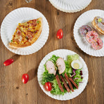 White compostable paper plates suitable for microwave use