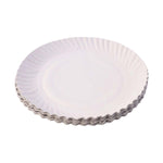 Single Freshee compostable paper plate 7 inch round ready to serve food.