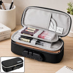 4 Layer Zipper Stationery Pouch Pencil Case with Combination Lock for Students