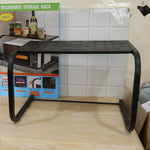 Live photo of metal microwave oven storage rack