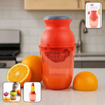 Supermom manual juicer with corn cutter in use with fresh citrus fruits