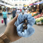 Elegant soft fabric hair scrunchie accessory for daily hair styling