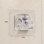 Size reference of transparent self-adhesive wall hook on white background