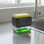 Compact soap dispenser with sponge holder for kitchen