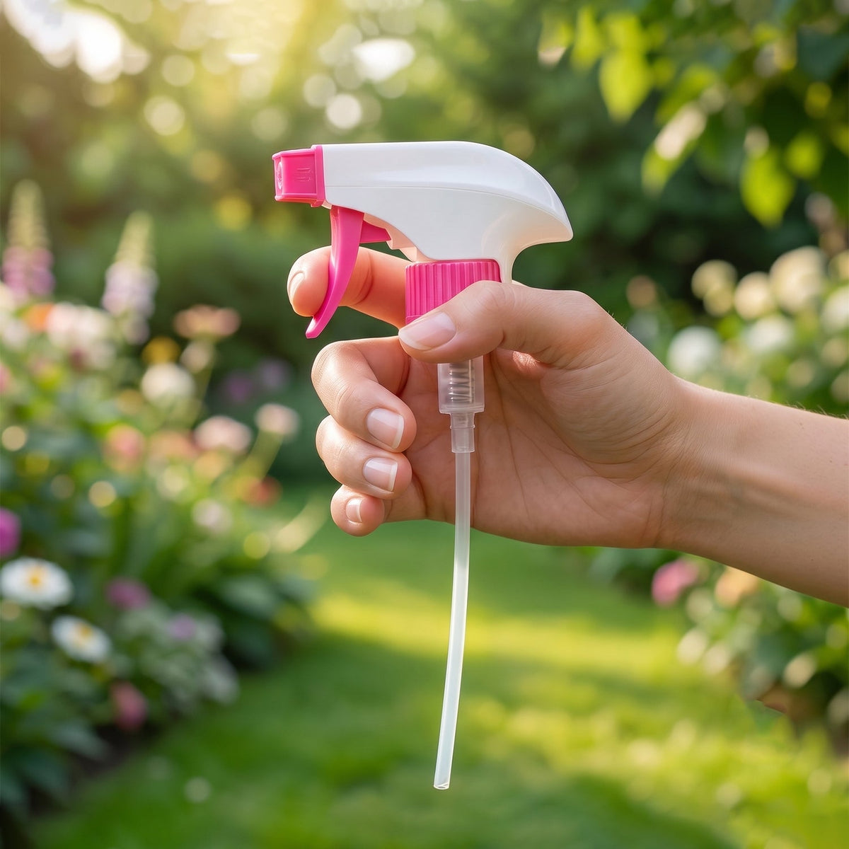 Pink sprayer used for misting plants