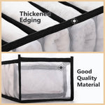 Two close-up views of the organizer, highlighting the thickened black edging and the good quality white mesh material.