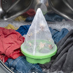 Floating mesh laundry filter that traps pet hair and lint while washing