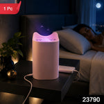 A pink cat-eared mosquito lamp glows purple on a nightstand next to a sleeping woman, with a '1 Pc' label.