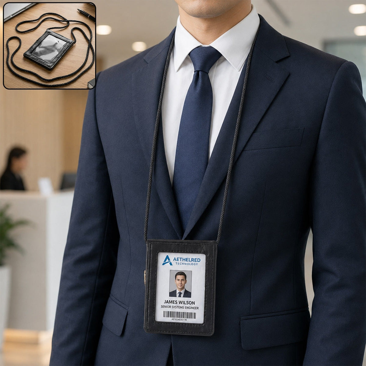 PU Leather Neck Wallet ID & Access Card Holder