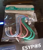 A clear plastic package containing six colorful plastic coated S hooks with a label in English and Chinese.