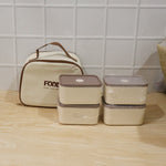 Insulated tiffin lunch box set being used in a daily setting, highlighting convenience.