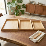Breakfast and snack serving trays in wooden finish
