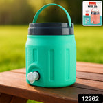 Side angle showing comfortable handle of insulated 4L water jug