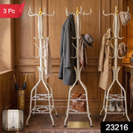 Metal Floor Standing Coat Rack Stand with Bottom Storage Shelf