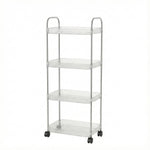 Compact multipurpose storage trolley with four layers and wheels