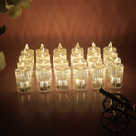 Set of 24 crystal design LED flameless decorative candles emitting warm flicker light