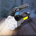 PHOBIA Rechargeable LED flashlight with 7 LEDs and COB side light.