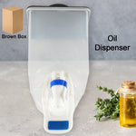 Wall mounted oil dispenser bottle, 1100ml capacity, installed in a modern kitchen.