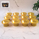 Set of 12 water sensor LED golden diyas glowing softly