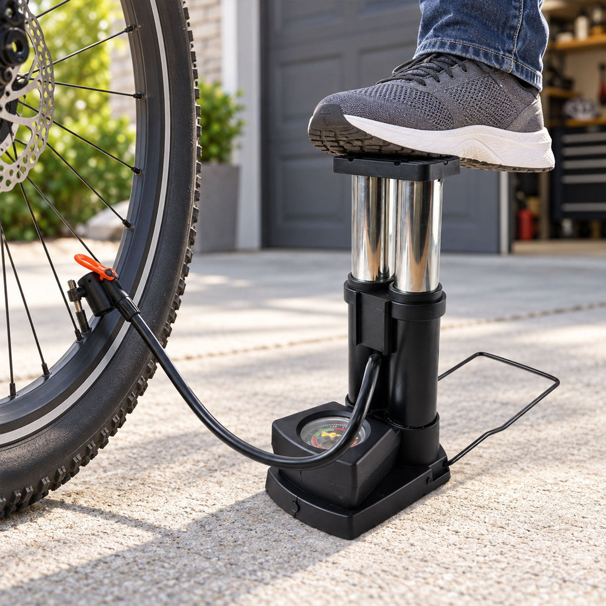 Mini Bike Pump – Portable Foot Operated with Gauge | Safora