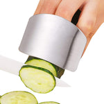 The comfortable stainless steel finger protector, ensuring safe and efficient kitchen cutting.