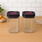 Airtight kitchen storage containers set of 2 in transparent food-grade plastic