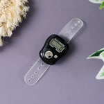 Front view of portable digital finger tally counter showing easy-to-read screen