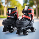 Adjustable quad roller skates with PU wheels and safety buckle for kids