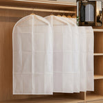 Main view of breathable non-woven foldable suit cover set with full-length zipper.