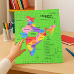 India Map Puzzle pieces and learning guide laid out for play