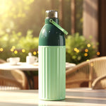 Portable insulated water bottle with strap for travel and outdoor use