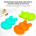 Close-up of the durable, colorful rabbit plates for children.