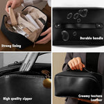 Stylish black travel essentials pouch featuring waterproof exterior and zipper