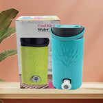 Insulated water jug with tap and sturdy handle, perfect for daily use.