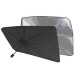 Foldable Car Windshield Sunshade reflecting sunlight for heat protection.