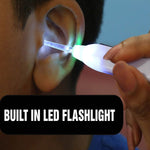Pink LED ear pick with flashlight and tweezer for safe ear wax removal