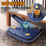 360° rotatable triangle mop cleaning a ceiling, demonstrating its extended reach.