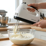 Stainless steel beaters included with electric hand mixer for effective mixing