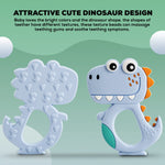 Various colored BPA-free silicone dinosaur teethers for babies